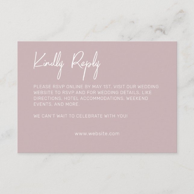 Minimalist Typography Pale Rose RSVP Card (Front)