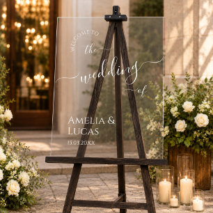 Minimalist Typography Personalized Wedding Welcome Acrylic Sign