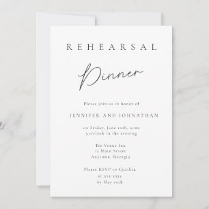 Minimalist Typography Rehearsal Dinner Invitations
