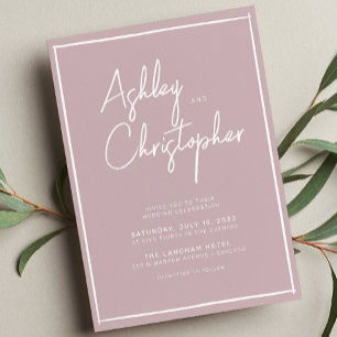 Minimalist Typography Script Pale Rose Wedding Invitation