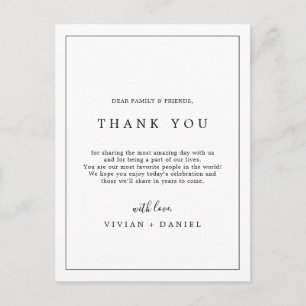 Minimalist Typography Thank You Reception Card