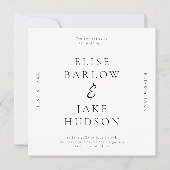 Minimalist Typography Wedding Photo Invitation (Front)