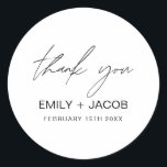 Minimalist Typography Wedding Thank You Classic Round Sticker<br><div class="desc">Elevate your wedding thank you notes and favours with our Wedding Minimalist Typography Thank You Stickers. These stickers are a stylish and versatile addition to your wedding stationery, allowing you to express your gratitude with elegance and simplicity. Each sticker in this collection features minimalist typography that spells out "Thank You"...</div>