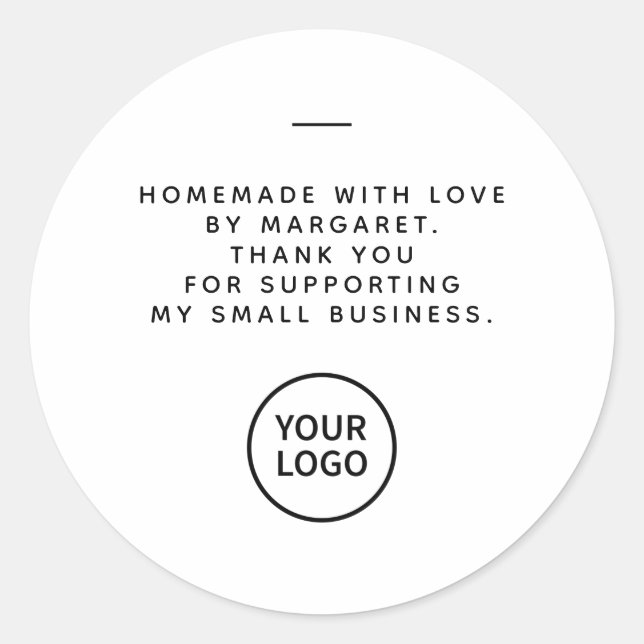 Minimalist Typography Your Own Logo Thank You Classic Round Sticker (Front)
