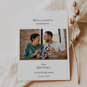 Minimalist Ultrasound Pregnancy Announcement Card