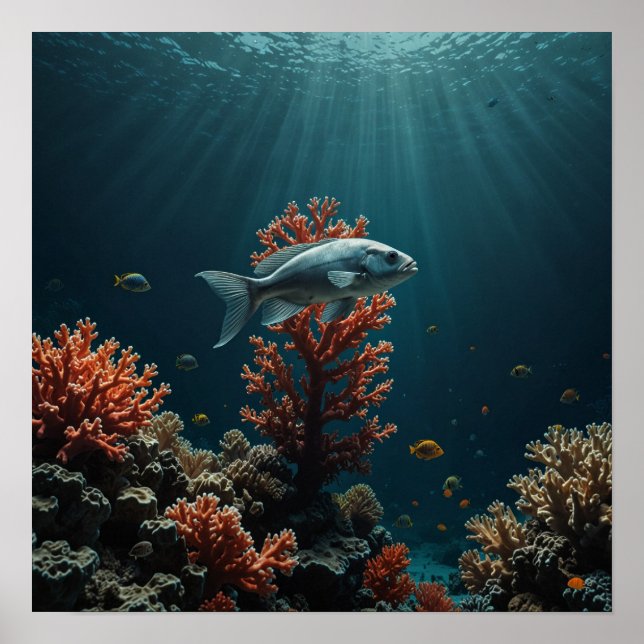 Minimalist Underwater Scene Poster (Front)