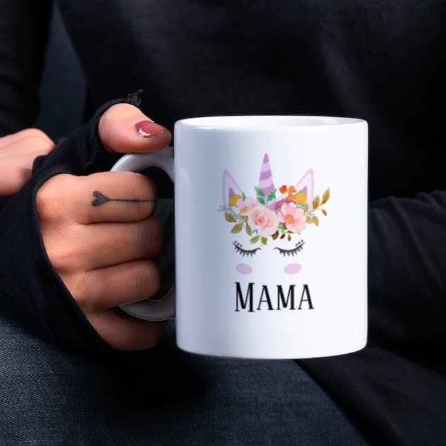 Minimalist  unicorn script green rainbow  mama  co coffee mug (Creator Uploaded)