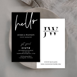 Minimalist Unique Trendy Initials Black & White Business Card
