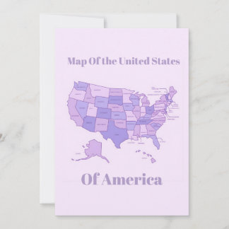 Minimalist United States Map Pink Purple Art Holiday Card