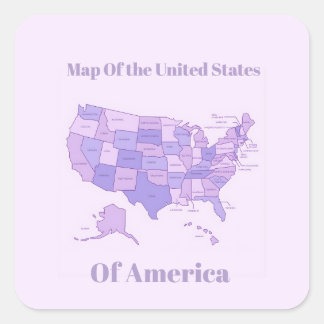 Minimalist United States Map Pink Purple Art Square Sticker