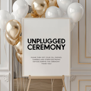 Minimalist Unplugged ceremony wedding sign