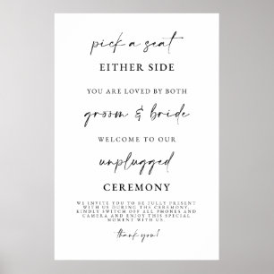 Minimalist Unplugged Wedding Ceremony Sign