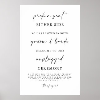 Minimalist Unplugged Wedding Ceremony Sign