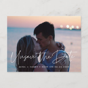 Minimalist Unsave the date wedding announcement Postcard