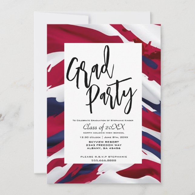 Minimalist USA Flag High School Graduation Party Invitation (Front)