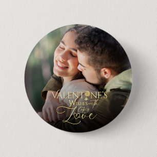 Minimalist Valentine’s Modern Photo Calligraphy 2 Inch Round Button