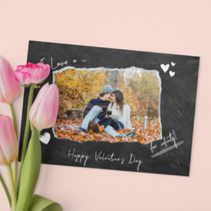 Minimalist Valentines Day Couple Love u Photo Grey Holiday Card