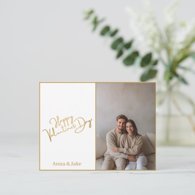 Minimalist Valentine's Day Custom Photo & Text  Postcard (Standing Front)
