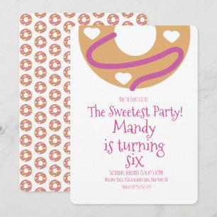 Minimalist Valentines Day Doughnut Heart Birthday Invitation