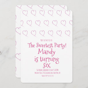 Minimalist Valentines Day Heart Scribble Hearts Invitation