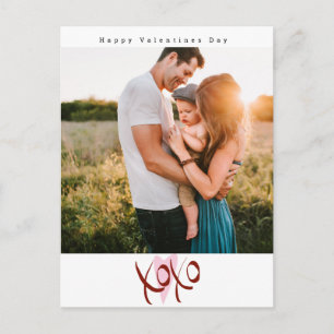 Minimalist Valentines Day Lettering Pink Heart Postcard