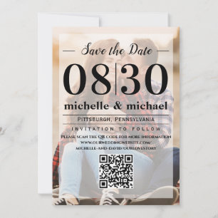 Minimalist Vellum Simple Photo    QR Code Website Save The Date