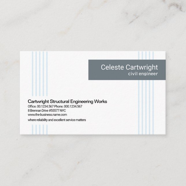 Minimalist Vertical Lines Pattern Engineering Business Card (Front)