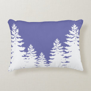 Minimalist very peri pine tree silhouette accent pillow