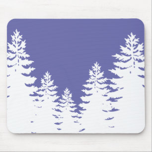 Minimalist very peri pine tree silhouette mouse pad