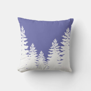 Minimalist very peri pine tree silhouette throw pillow