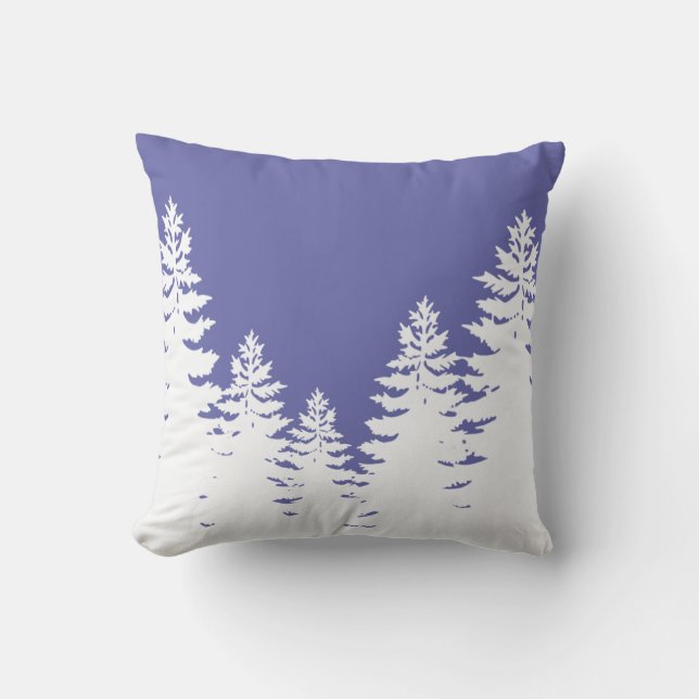 Minimalist very peri pine tree silhouette     throw pillow (Front)