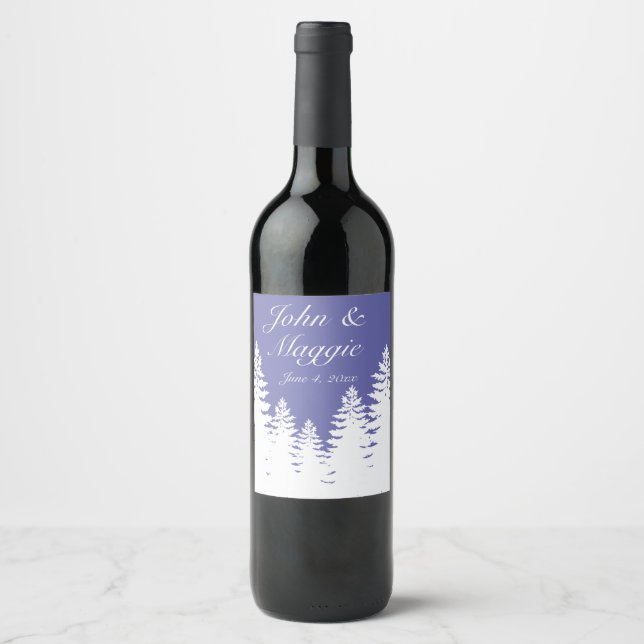 Minimalist very peri pine tree silhouette      wine label (Front)