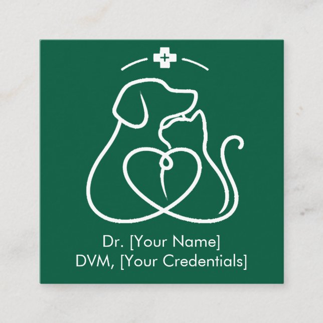Minimalist Vet Business Card with Pet Logo (Front)