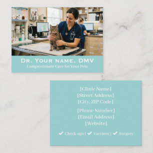Minimalist Veterinary Clinic Customizable Photo Business Card