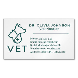 Minimalist Veterinary Customizable  Magnetic Business Card