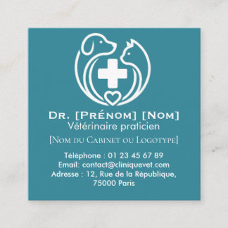 Minimalist Veterinary Professional Logo Square Business Card