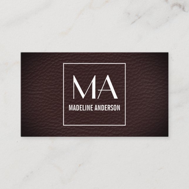 Minimalist Vignette Texture Print Monogram Business Card (Front)