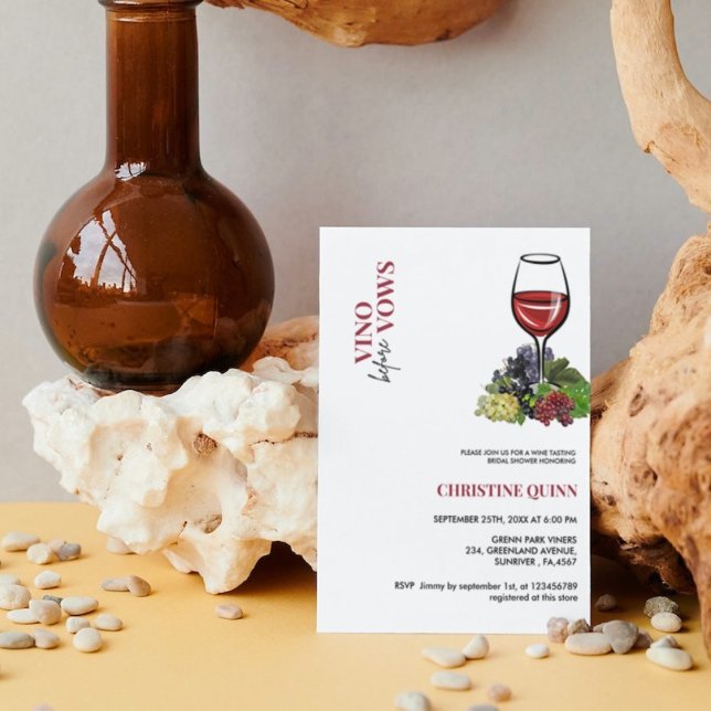 Minimalist Vino before the vows Bridal Shower wine Invitation (Creator Uploaded)