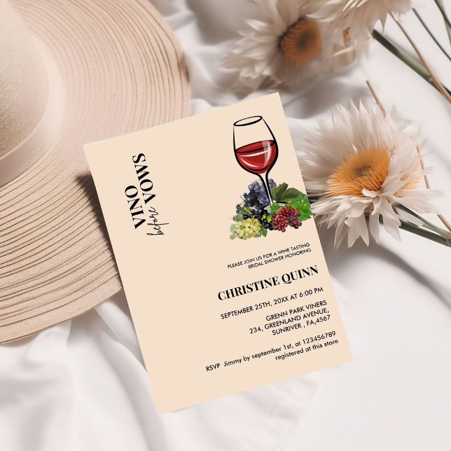 Minimalist Vino before the vows Bridal Shower wine Invitation (Creator Uploaded)
