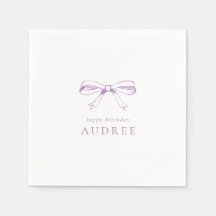 Minimalist Vintage Bow Purple Birthday Party