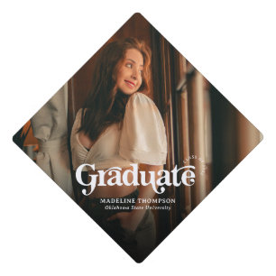 Minimalist Vintage Retro Photo Graduation Cap Topper