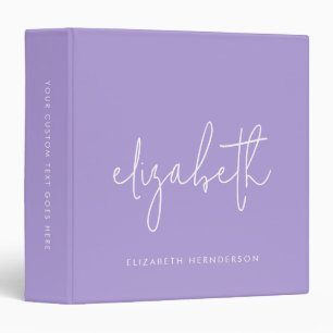 Minimalist Violet Lavender Personalized Name Binder
