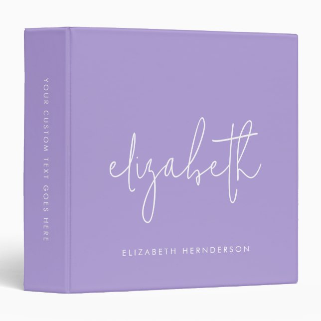 Minimalist Violet Lavender Script Name Binder (Front/Spine)