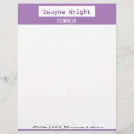 Minimalist violet purple and white letterhead
