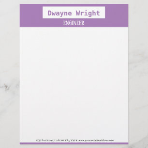 Minimalist violet purple and white letterhead
