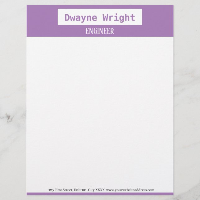 Minimalist violet purple and white letterhead (Front)