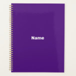 Minimalist violet purple custom year text monogram planner<br><div class="desc">Minimalist violet purple custom year,  name,  text,  initials or monogram personalized Planner.
Custom white text on purple plain solid colour background.</div>