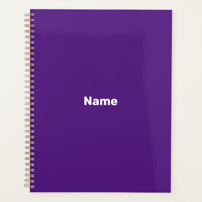 Minimalist violet purple custom year text monogram planner (Front)