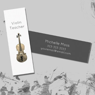 Minimalist Violin Teacher Musical Instrument Mini Business Card