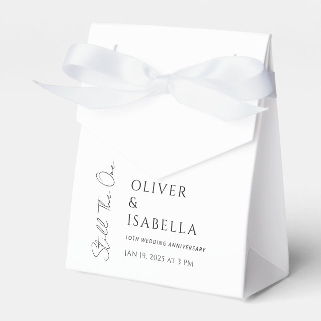 Minimalist vow renewal 10th wedding anniversary favor box (Front Side)